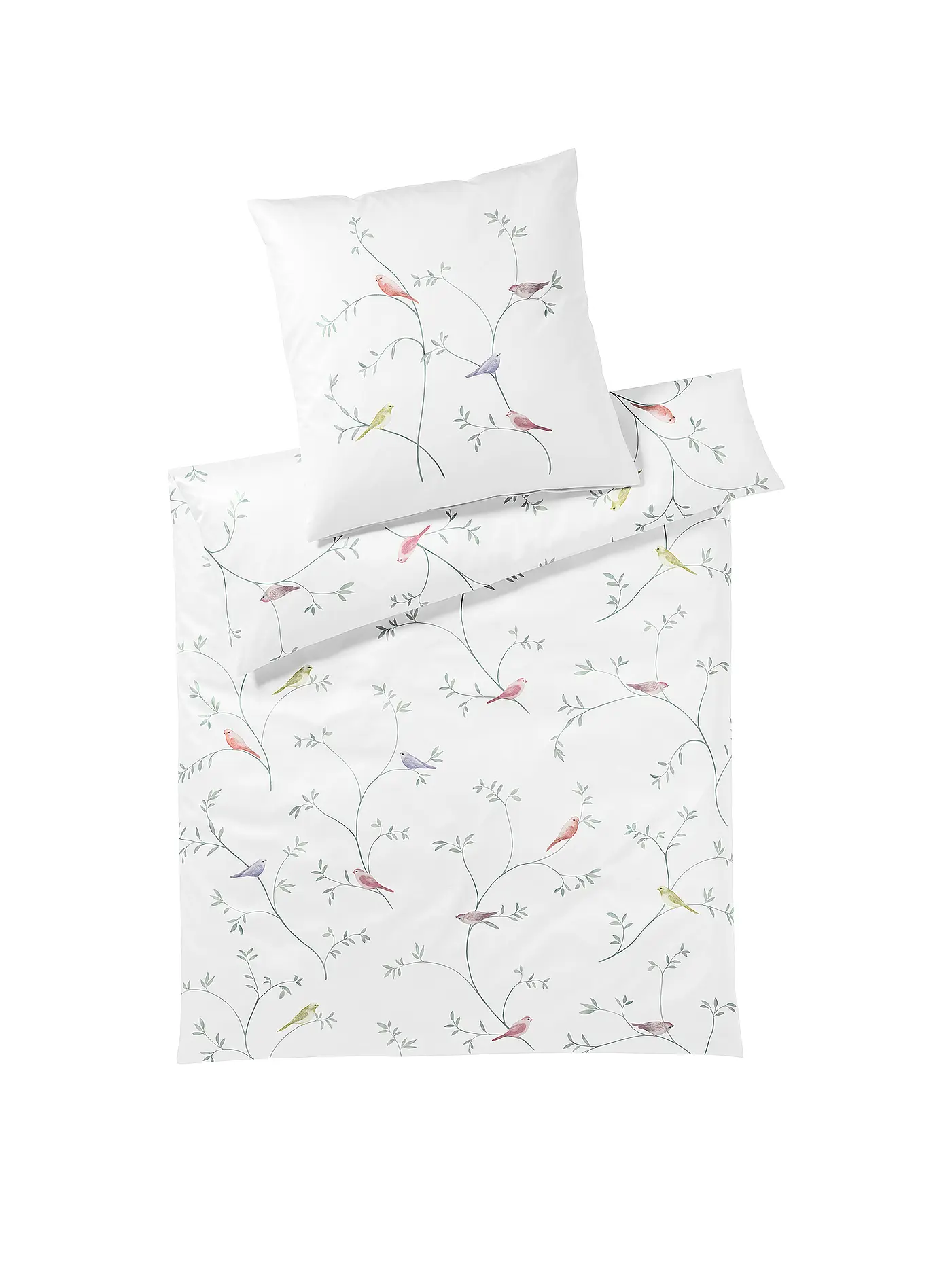 ELEGANTE | Satin Bettwäsche 70x90cm/140x200cm Garden Love Weiss | 